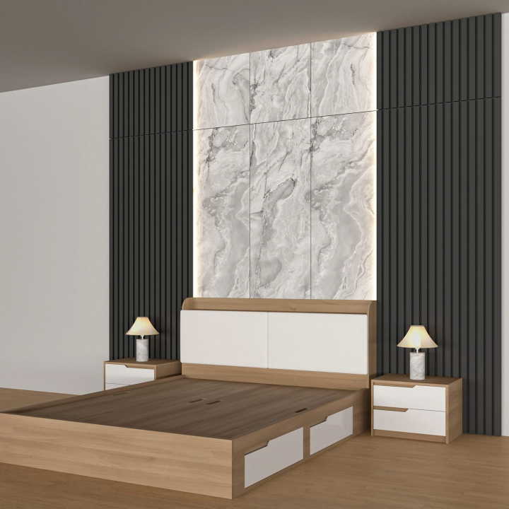 Giường Ngủ Thông Minh Hiện Đại + 2 Kệ Tủ Mini