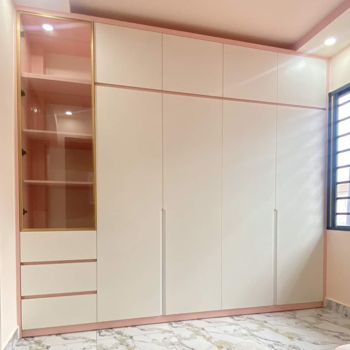Tủ Quần Áo Thiết Kế Màu Hồng Trắng Độc Đáo