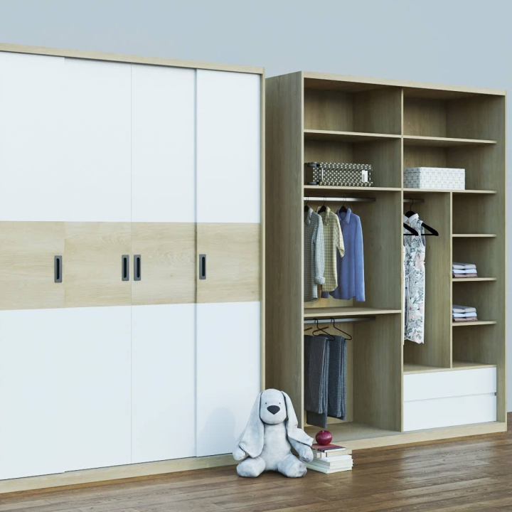 Tủ Quần Áo Kết Hợp Kệ Trang Trí