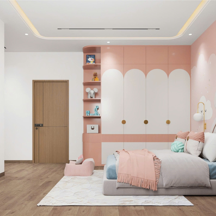 Thiết Kế Combo Giường + Tủ Quần Áo + Kệ Sách + Bàn Trang Điểm