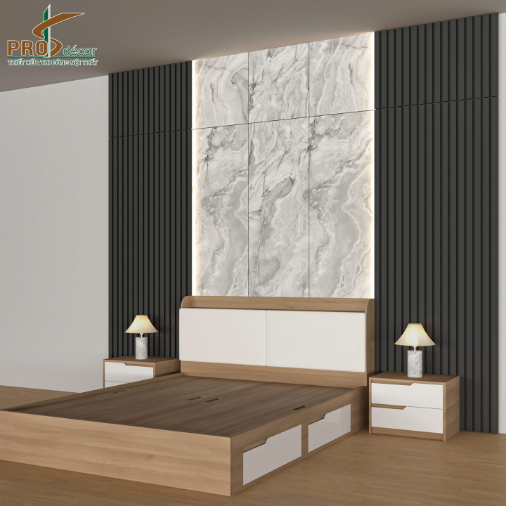 Giường Ngủ Thông Minh Hiện Đại + 2 Kệ Tủ Mini