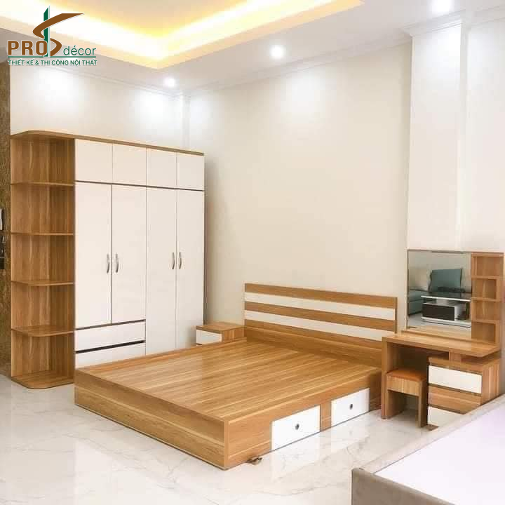 Mẫu Thiết Kế Combo Giường + Tủ Quần Áo + Bàn Trang Điểm Sang Trọng