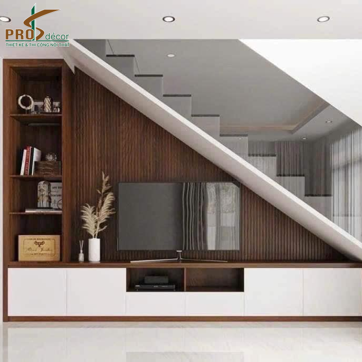 Kệ Tivi Chân Cầu Thang Thiết Kế Hiện Đại