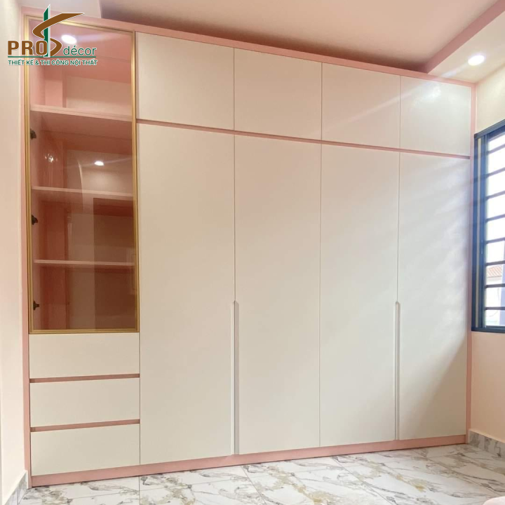 Tủ Quần Áo Thiết Kế Màu Hồng Trắng Độc Đáo