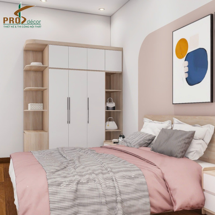 Thiết Kế Combo Giường + Tủ Quần Áo + Kệ Sách + Bàn Trang Điểm