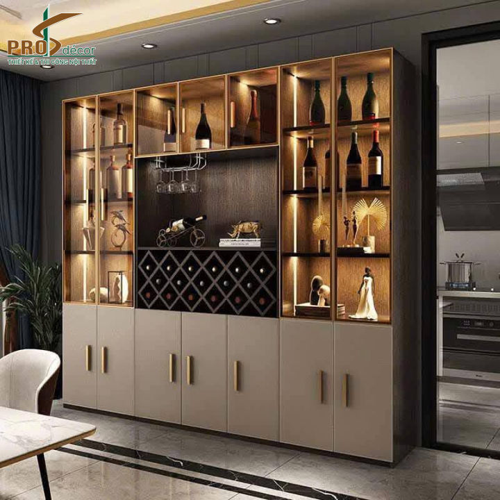Tủ Rượu Sang Trọng Chất Liệu Gỗ MDF