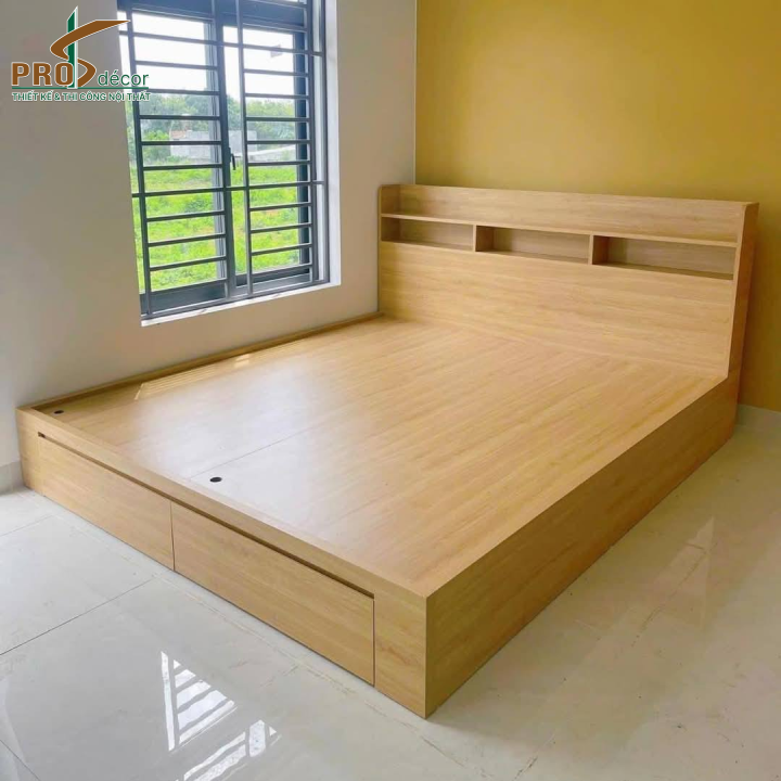 Mẫu Giường Ngủ Thông Minh + Kệ Tủ Mini