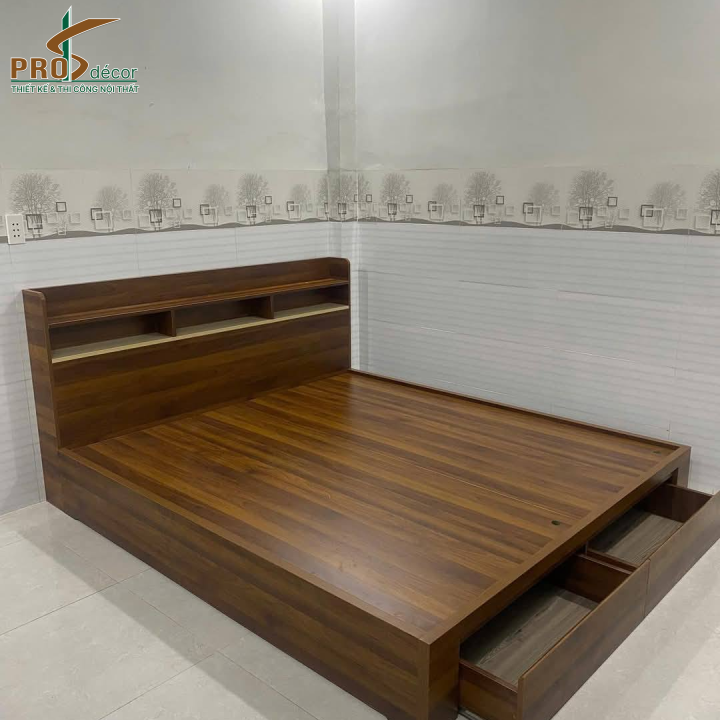 Mẫu Giường Ngủ Thông Minh + Kệ Tủ Mini