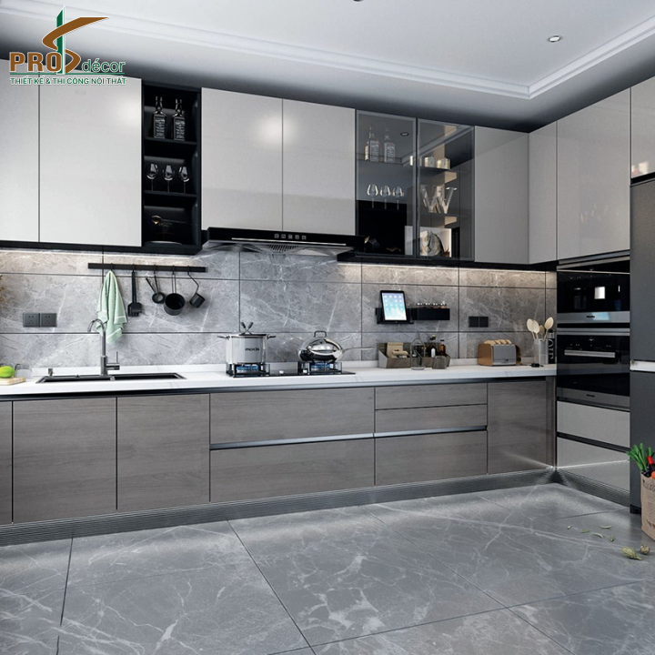 Combo Tủ Bếp Kết Hợp Tủ Rượu Hiện Đại Sang Trọng