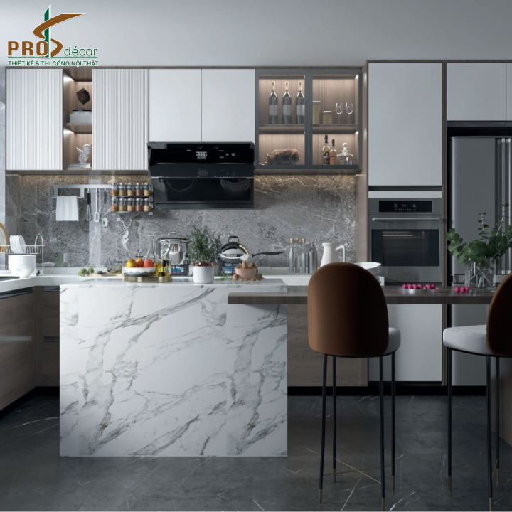 Combo Tủ Bếp Kết Hợp Tủ Rượu Hiện Đại Sang Trọng