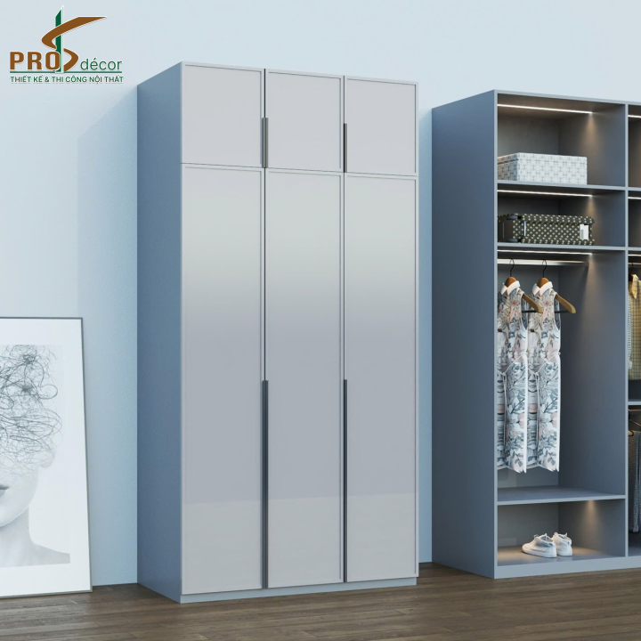 Tủ Quần Áo Cánh Kính Kết Hợp Kệ Trang Trí [Hiện Đại]