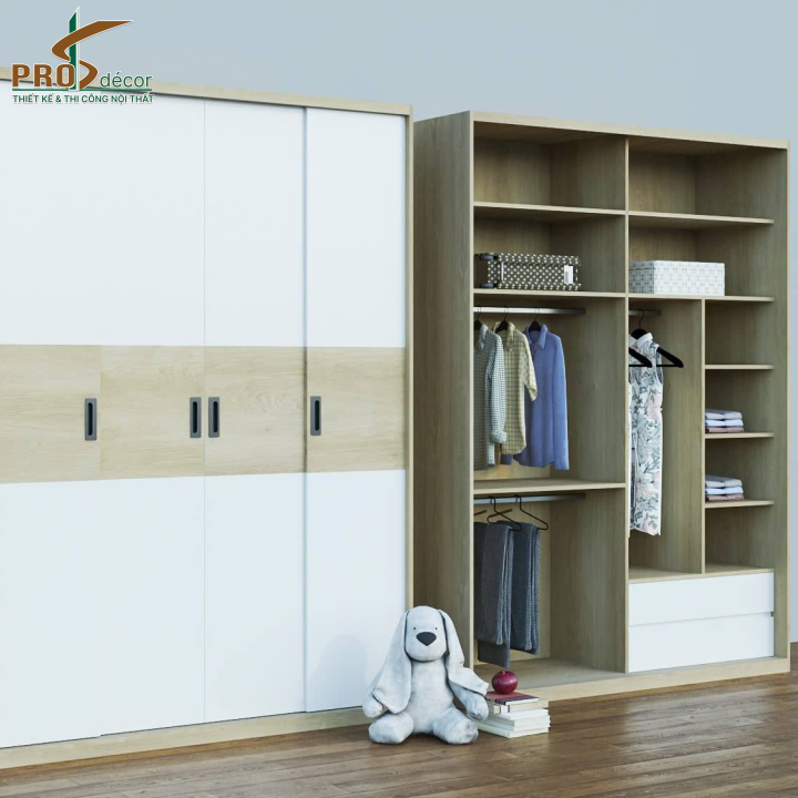 Tủ Quần Áo Kết Hợp Kệ Trang Trí